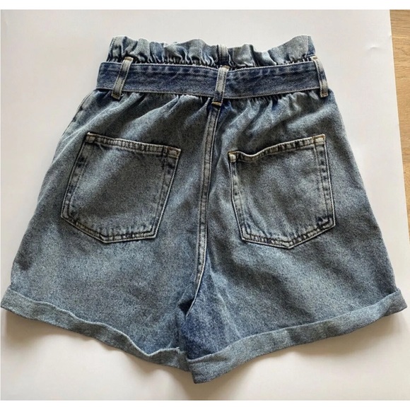 Michelle Keegan Paperbag Waist Denim Shorts Size 10 - Picture 3 of 5